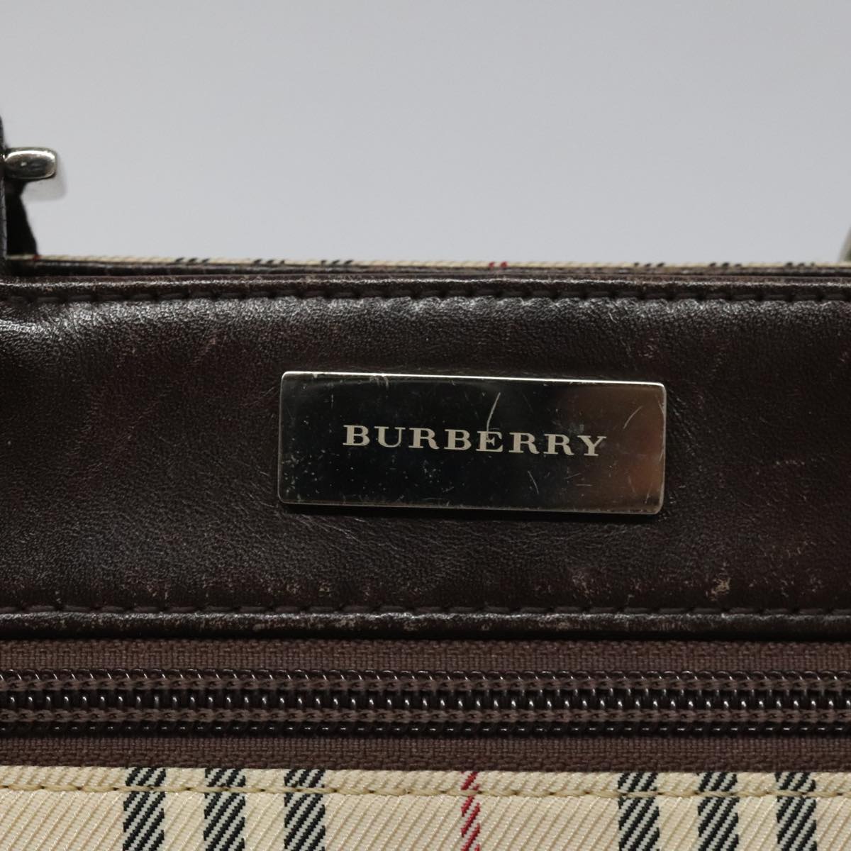 BURBERRY Nova Check Shoulder Bag Canvas Beige Auth 111876