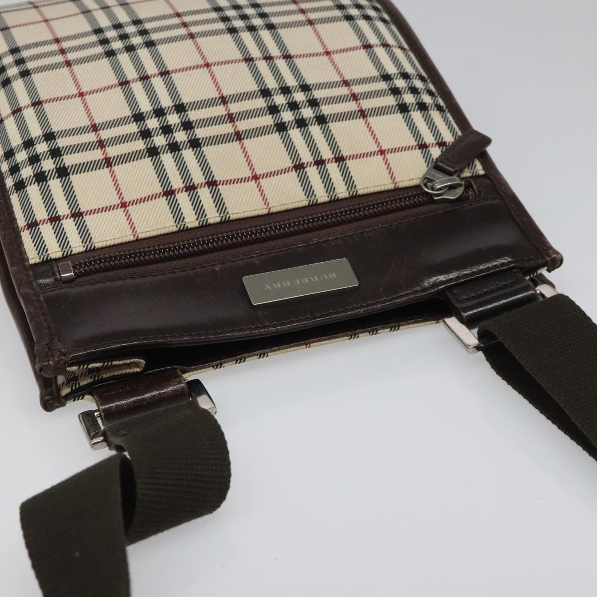 BURBERRY Nova Check Shoulder Bag Canvas Beige Auth 111876