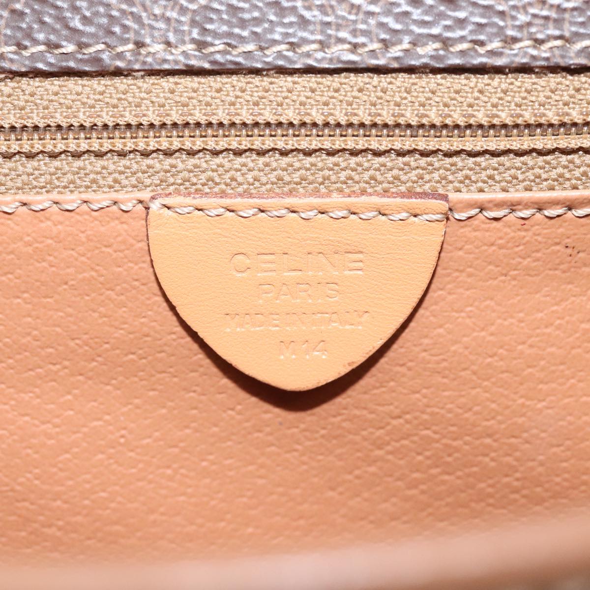 CELINE Macadam Canvas Shoulder Bag PVC Leather Brown Gold Auth 111880