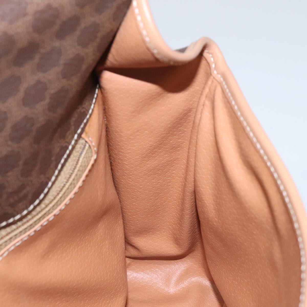 CELINE Macadam Canvas Shoulder Bag PVC Leather Brown Gold Auth 111880