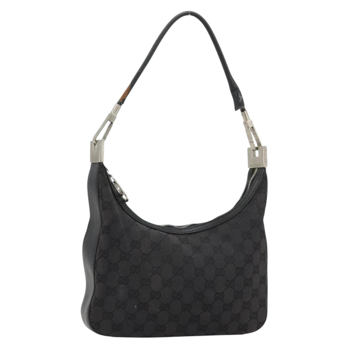 GUCCI GG Canvas Shoulder Bag Black 001 3812 Auth 111937