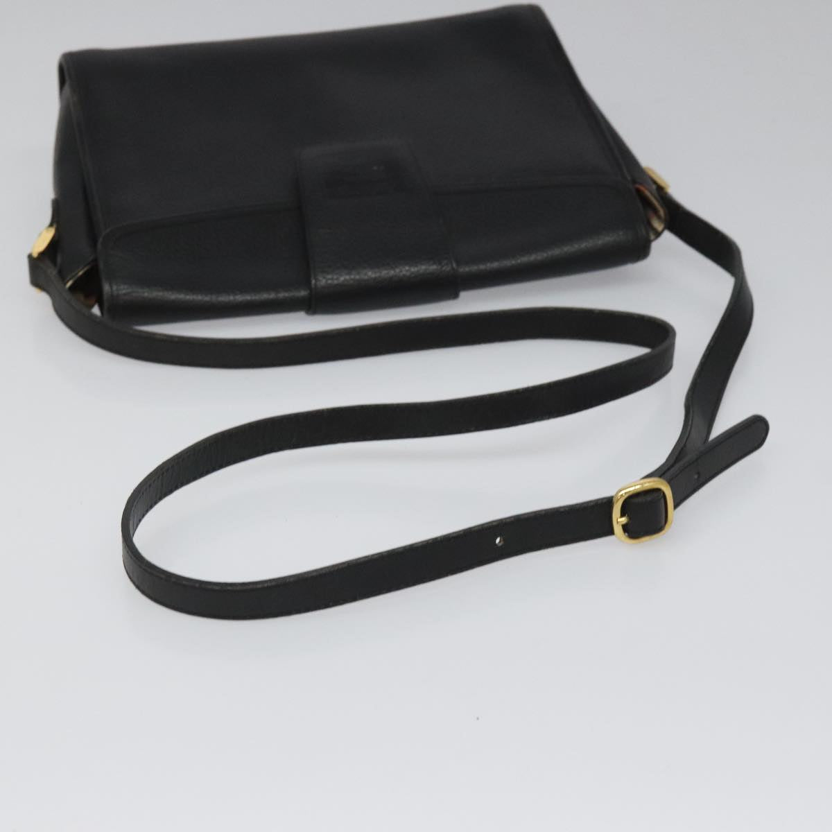 Burberrys Shoulder Bag Leather Black Auth 112035