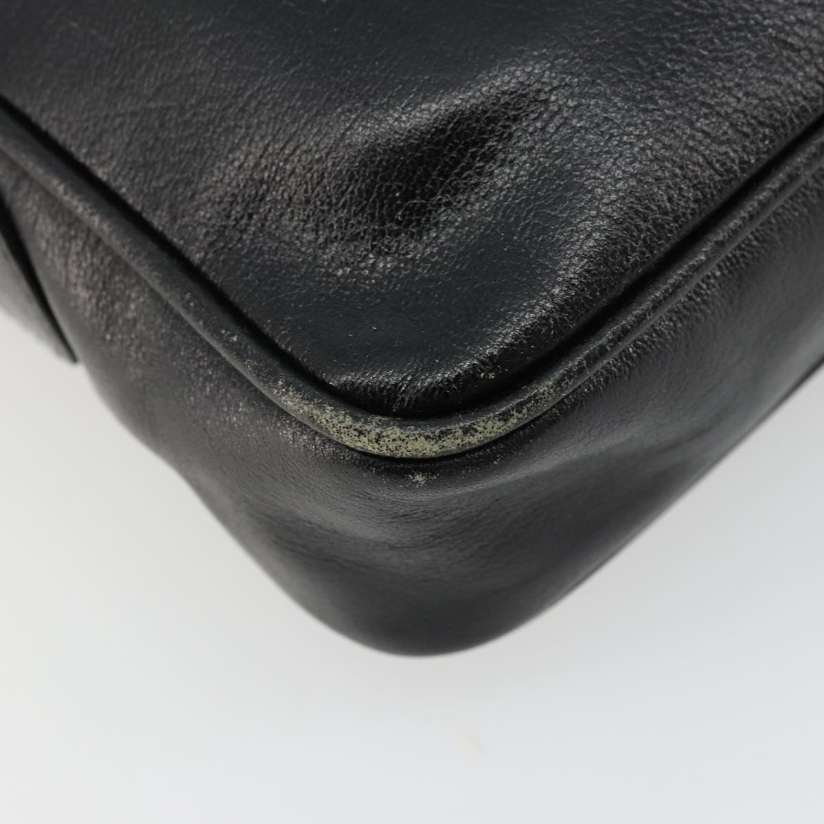 CELINE Shoulder Bag Leather Black Auth 112075