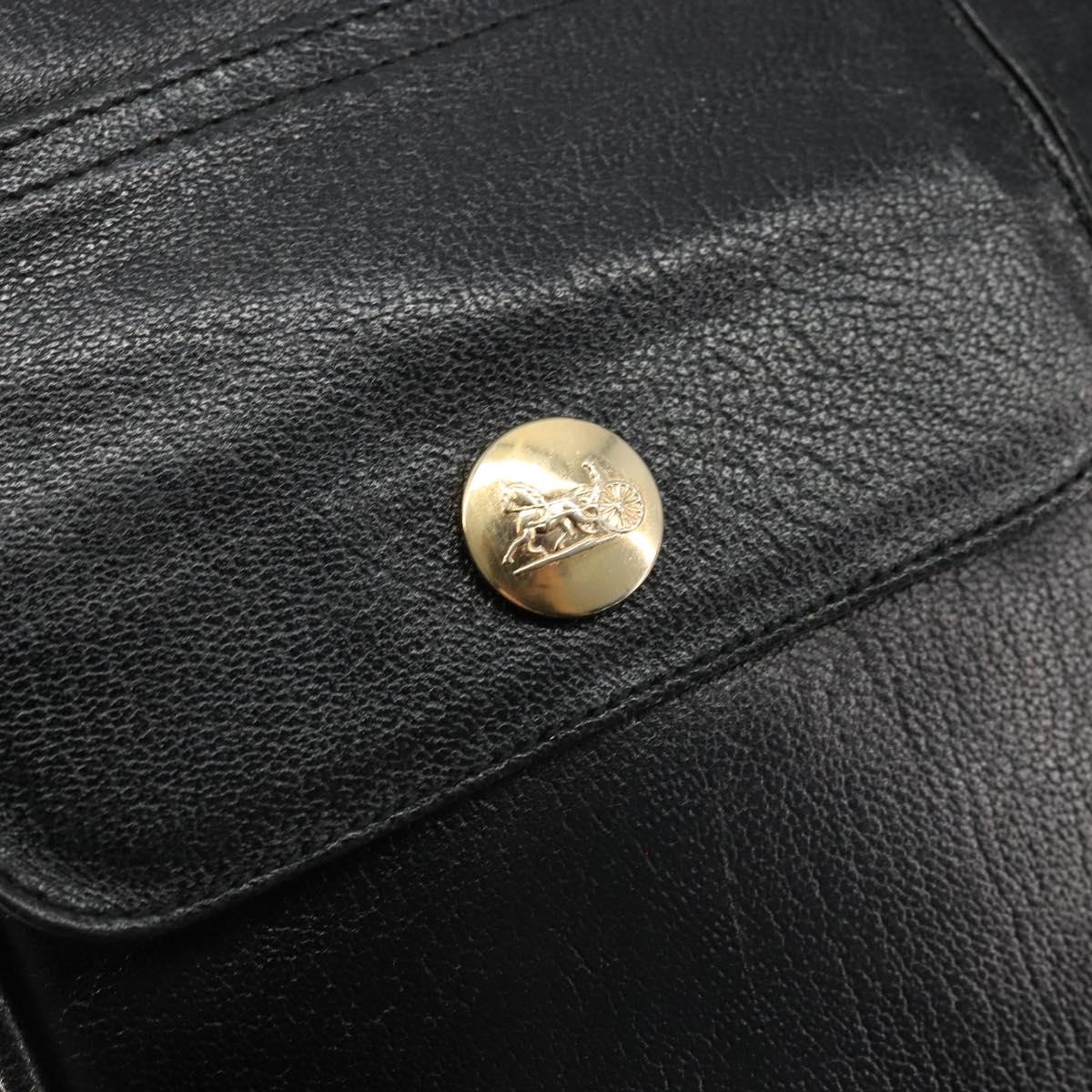 CELINE Shoulder Bag Leather Black Auth 112075