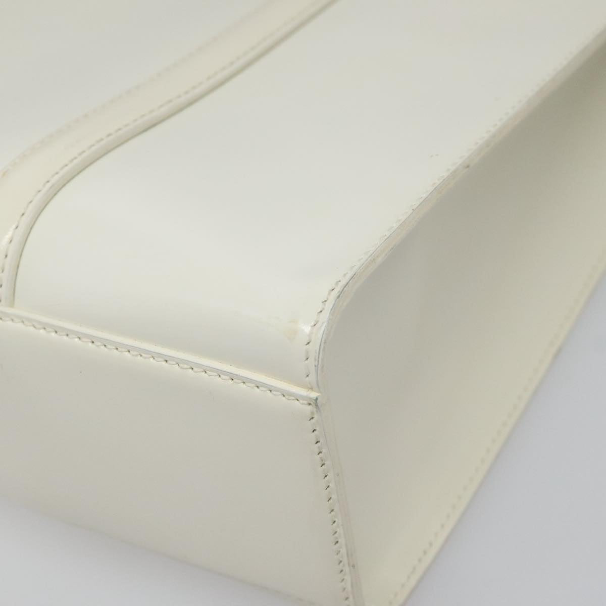 PRADA Hand Bag Patent leather White Auth 112079