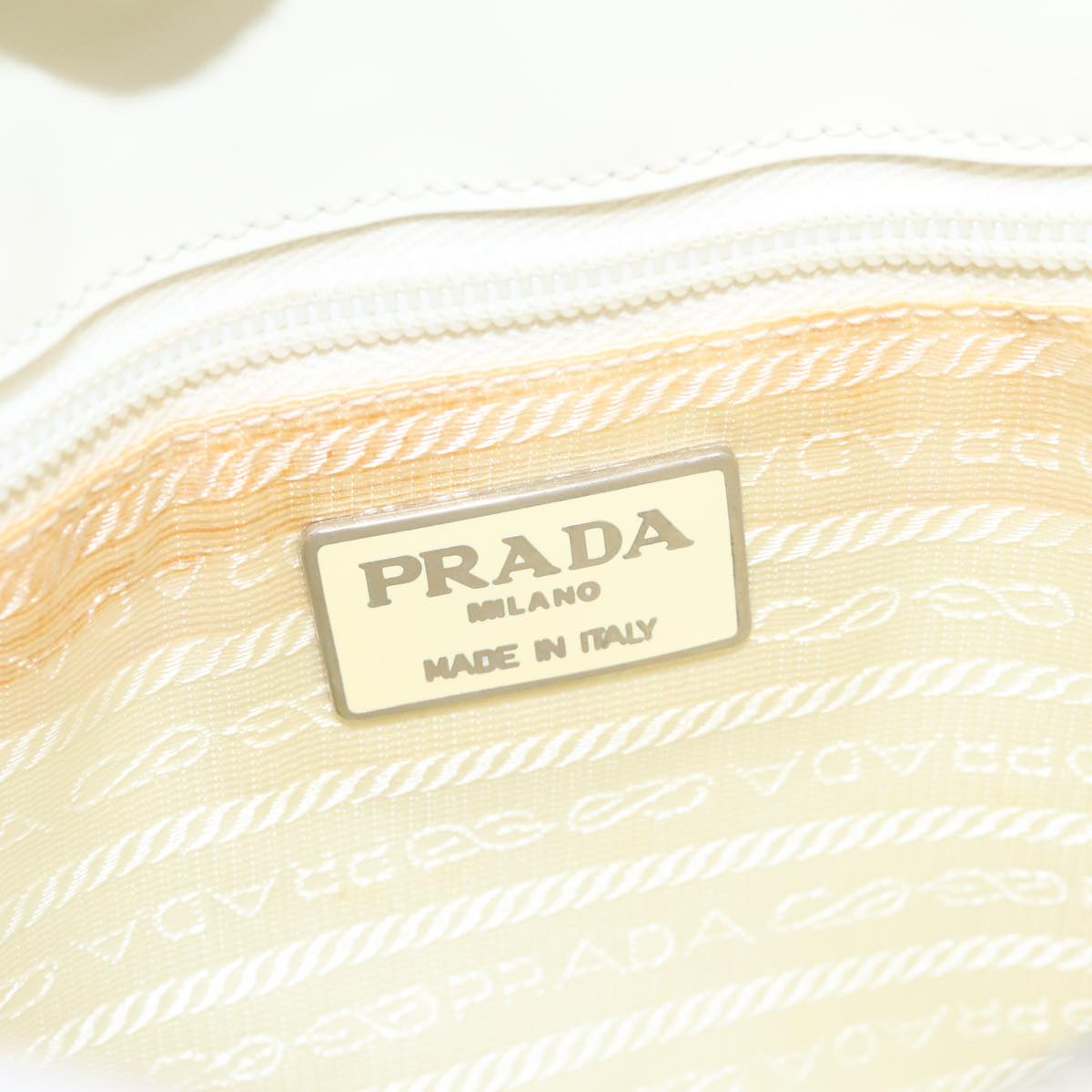 PRADA Hand Bag Patent leather White Auth 112079