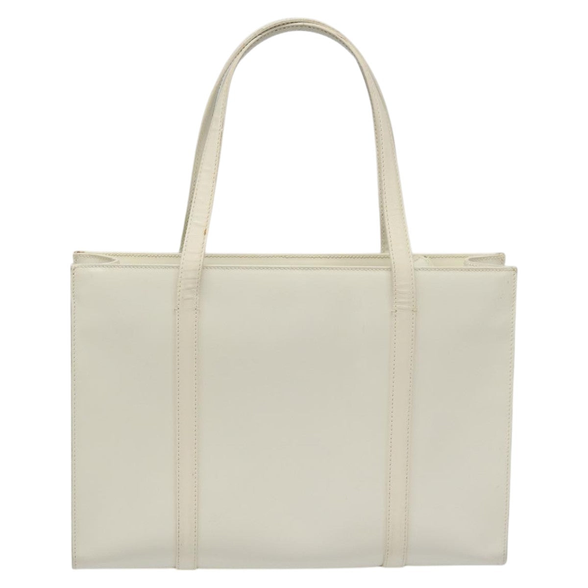 PRADA Hand Bag Patent leather White Auth 112079
