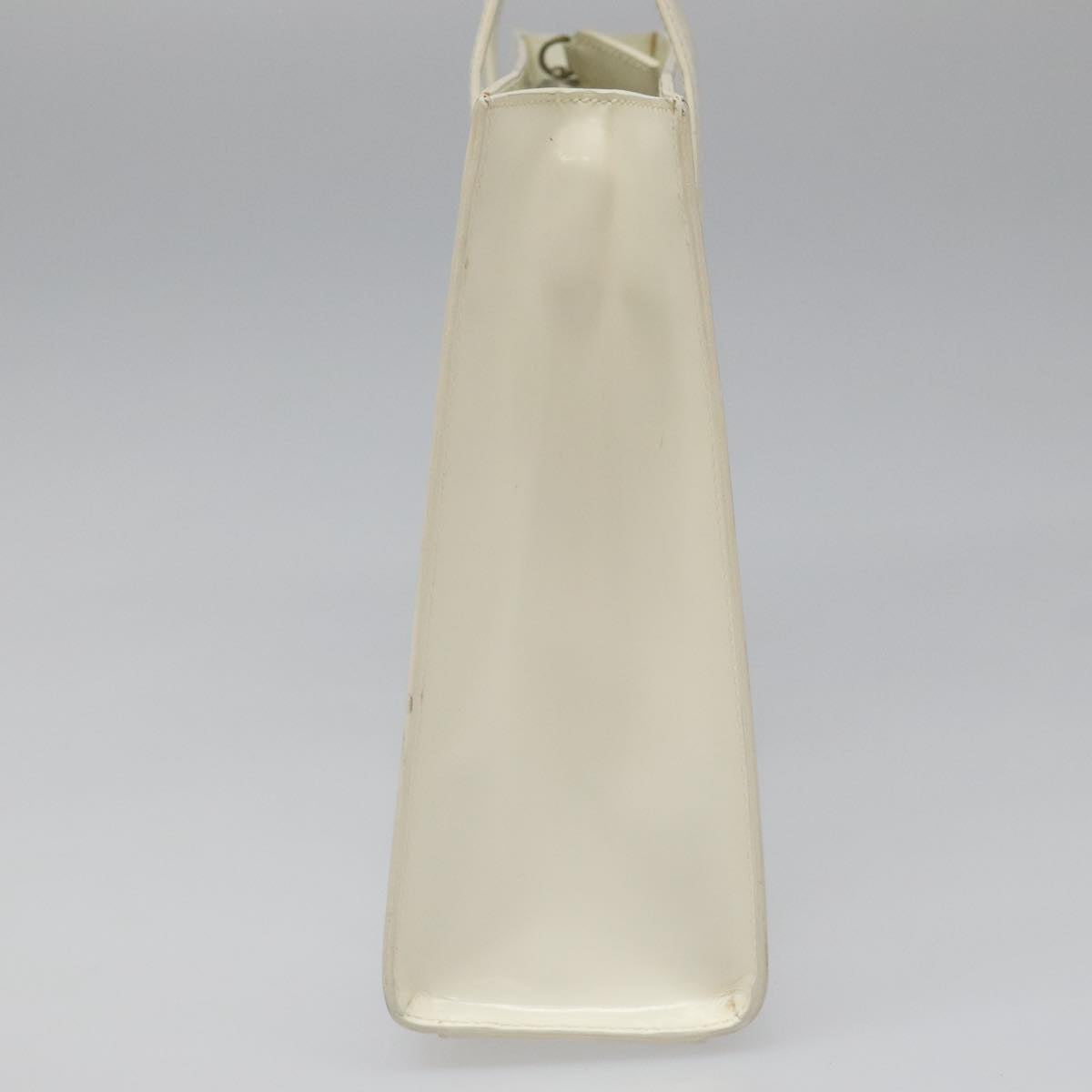 PRADA Hand Bag Patent leather White Auth 112079