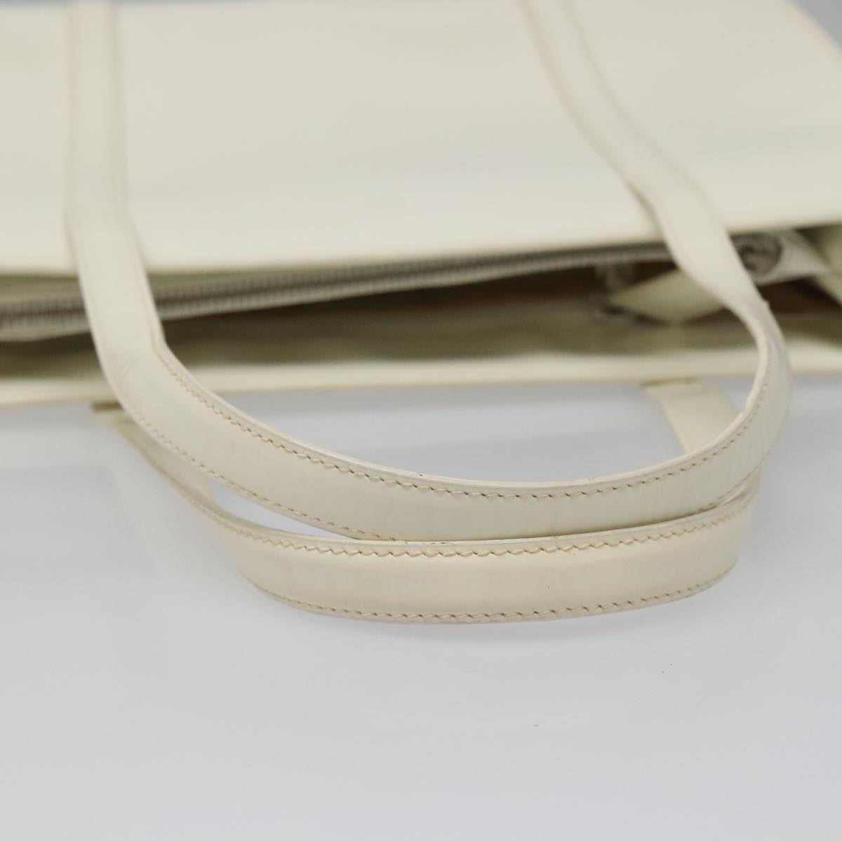 PRADA Hand Bag Patent leather White Auth 112079