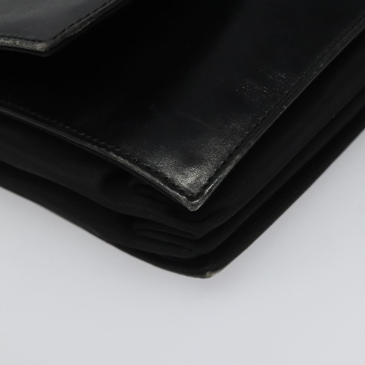 PRADA Hand Bag Nylon Leather Black Auth 112080