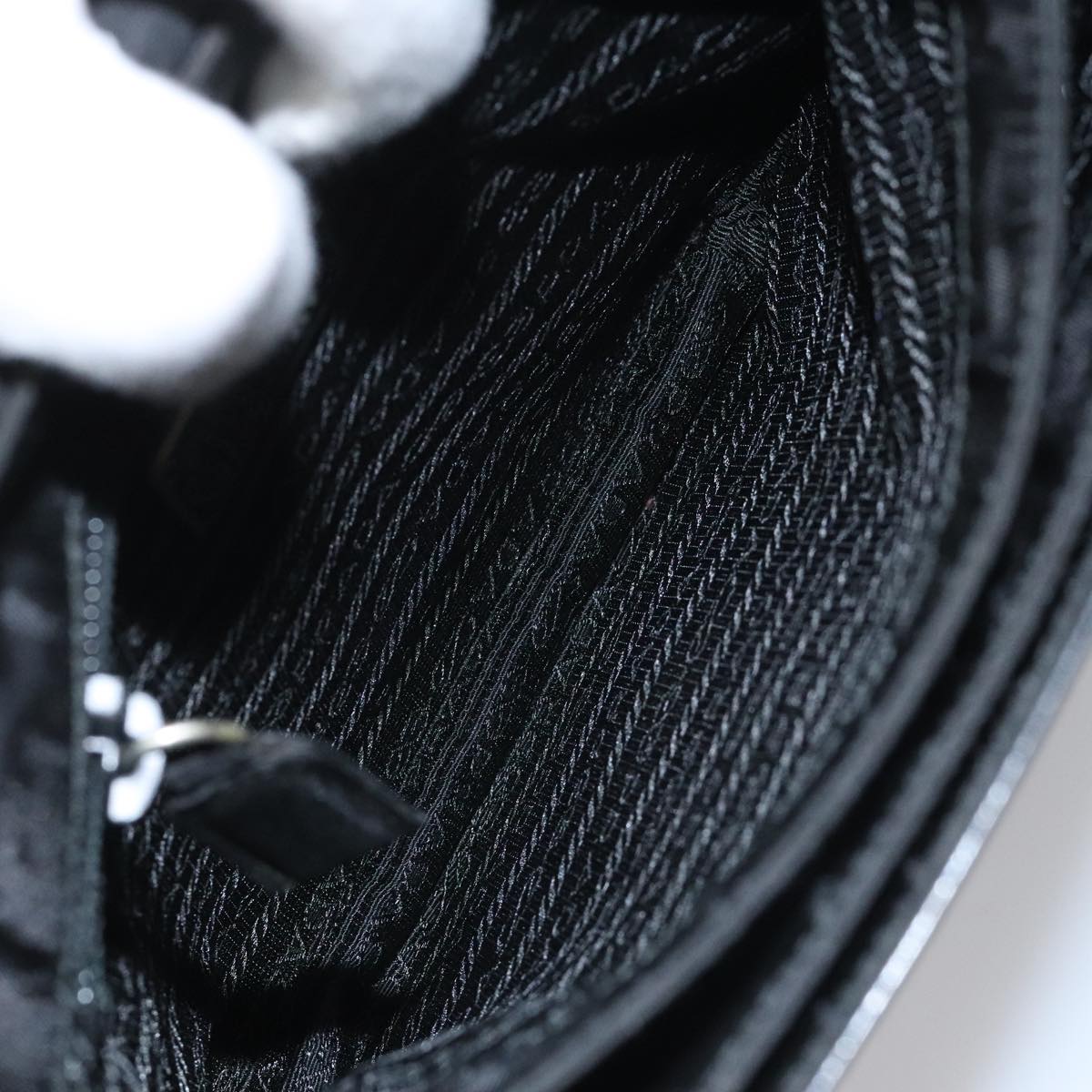 PRADA Hand Bag Nylon Leather Black Auth 112080