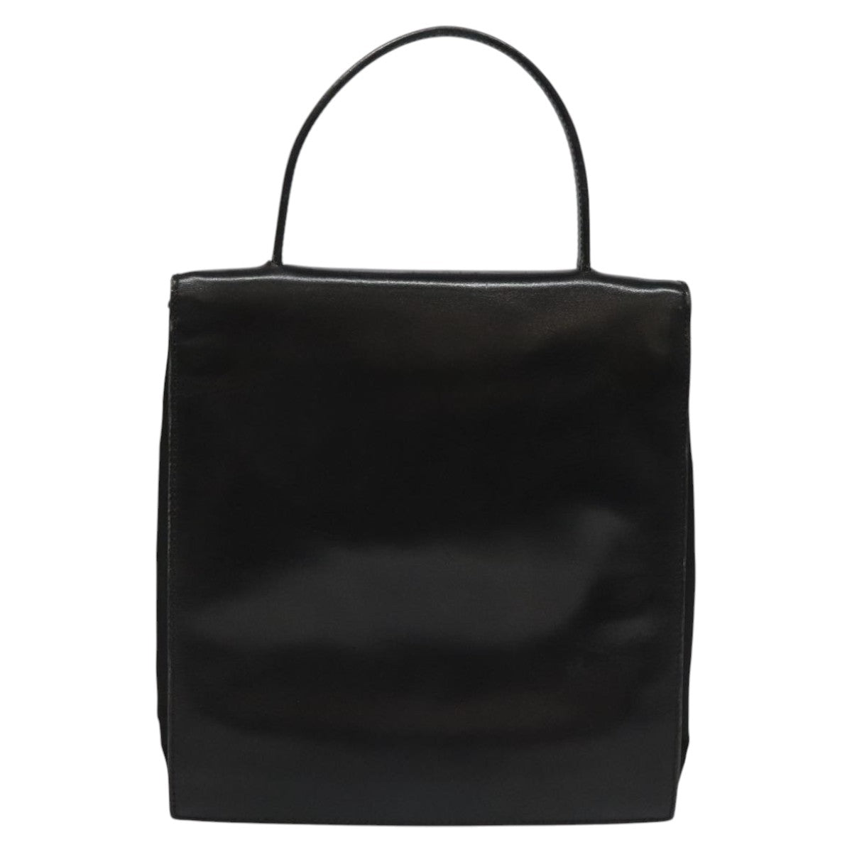 PRADA Hand Bag Nylon Leather Black Auth 112080