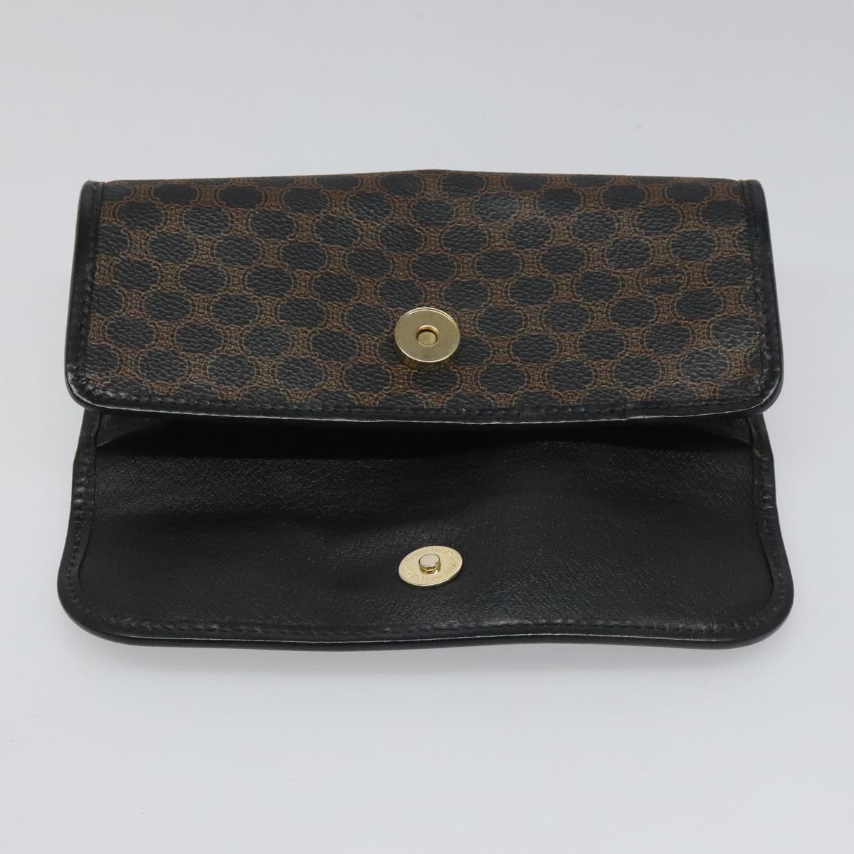 CELINE Macadam Canvas Pouch PVC Leather Black Auth 112106