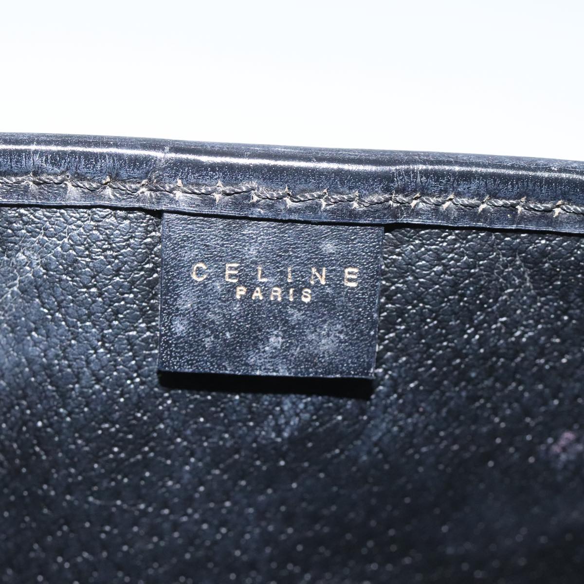 CELINE Macadam Canvas Pouch PVC Leather Black Auth 112106