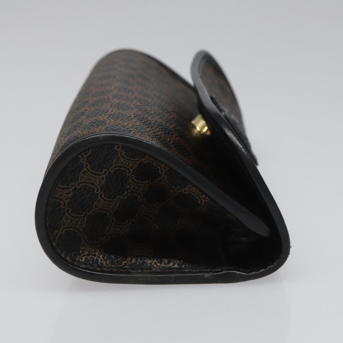 CELINE Macadam Canvas Pouch PVC Leather Black Auth 112106