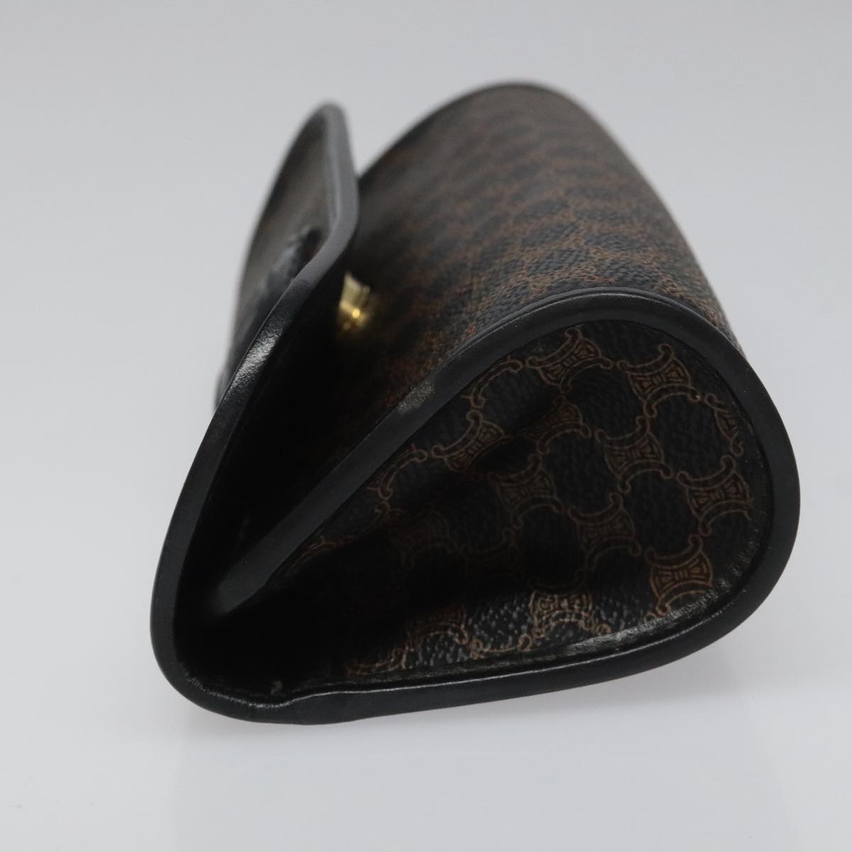 CELINE Macadam Canvas Pouch PVC Leather Black Auth 112106