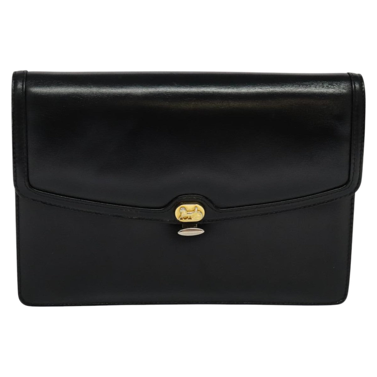CELINE Shoulder Bag Leather Black Auth 112107
