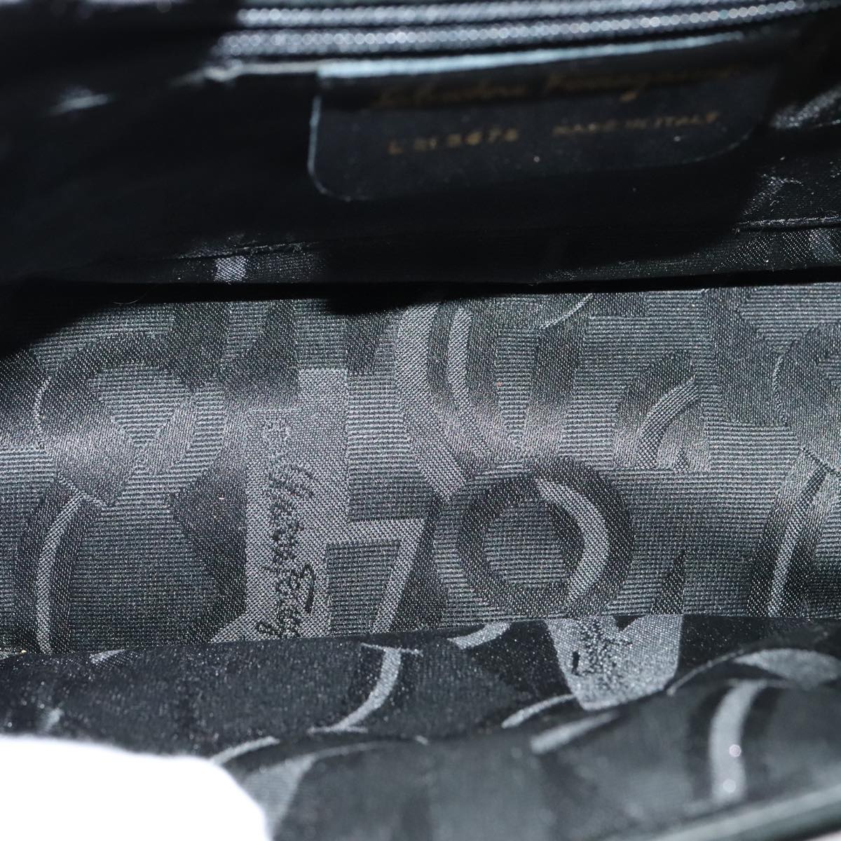 Salvatore Ferragamo Vala Shoulder Bag Suede Black Gold Auth 112120