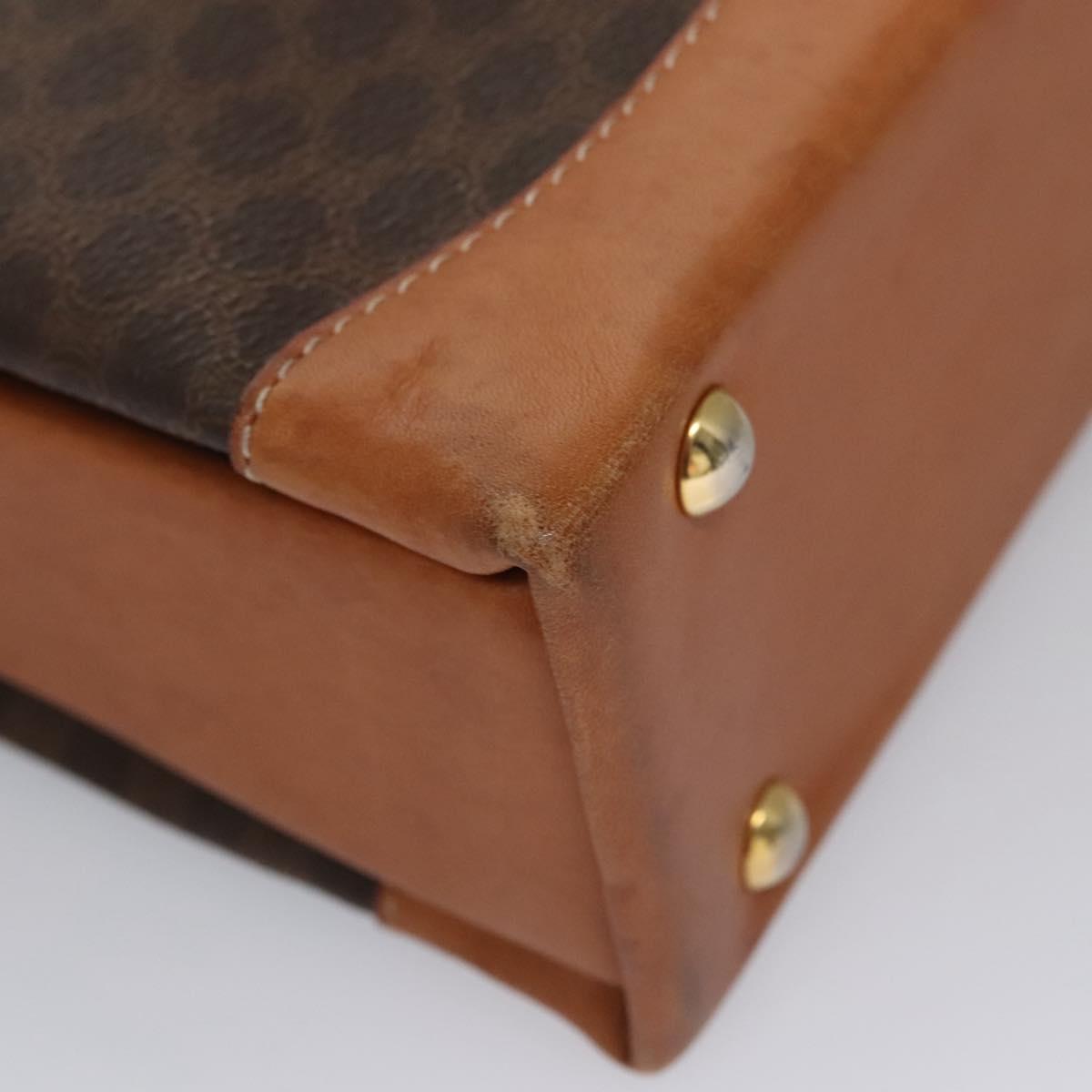 CELINE Macadam Canvas Business Bag PVC Leather Brown Gold Auth 112171