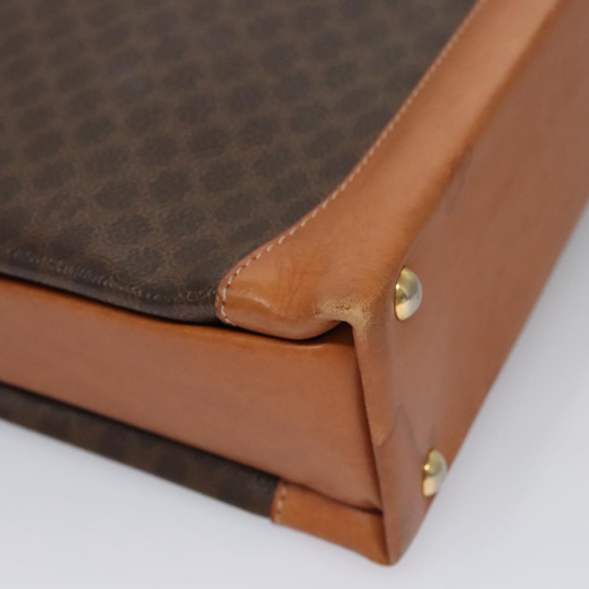 CELINE Macadam Canvas Business Bag PVC Leather Brown Gold Auth 112171