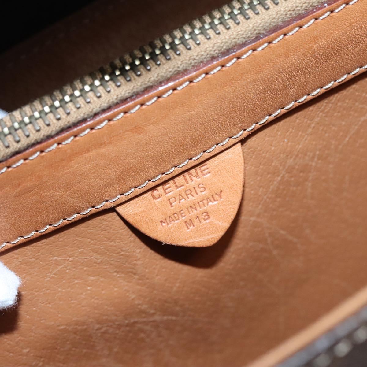 CELINE Macadam Canvas Business Bag PVC Leather Brown Gold Auth 112171