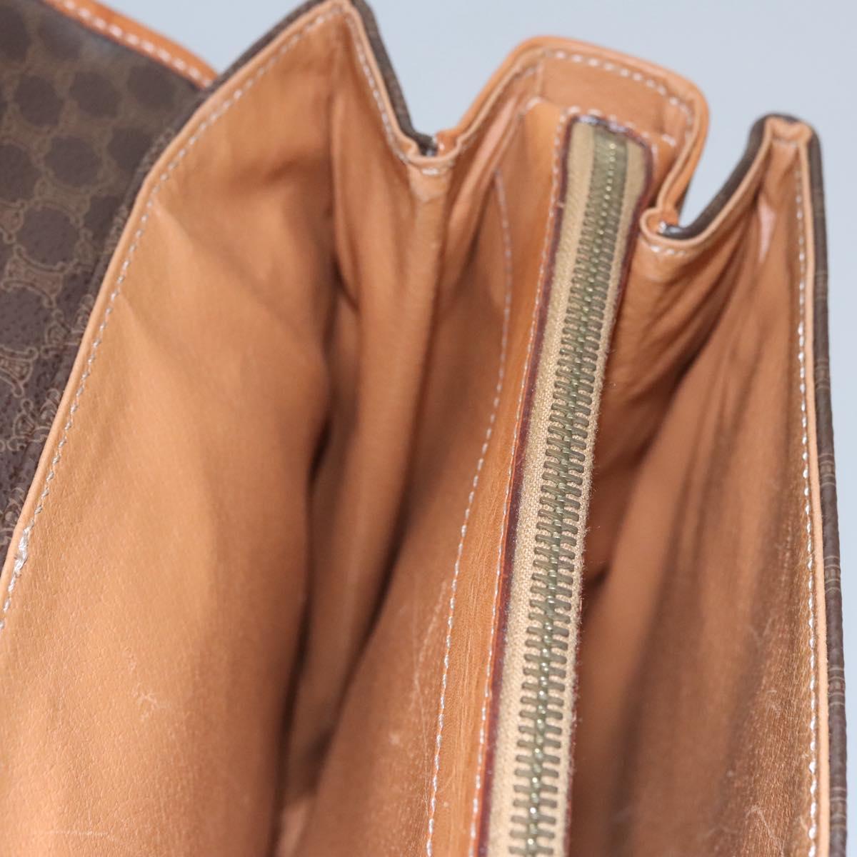 CELINE Macadam Canvas Business Bag PVC Leather Brown Gold Auth 112171