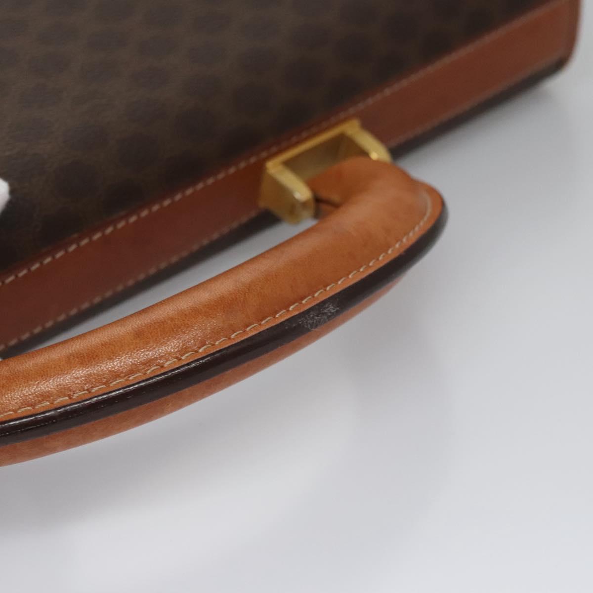 CELINE Macadam Canvas Business Bag PVC Leather Brown Gold Auth 112171