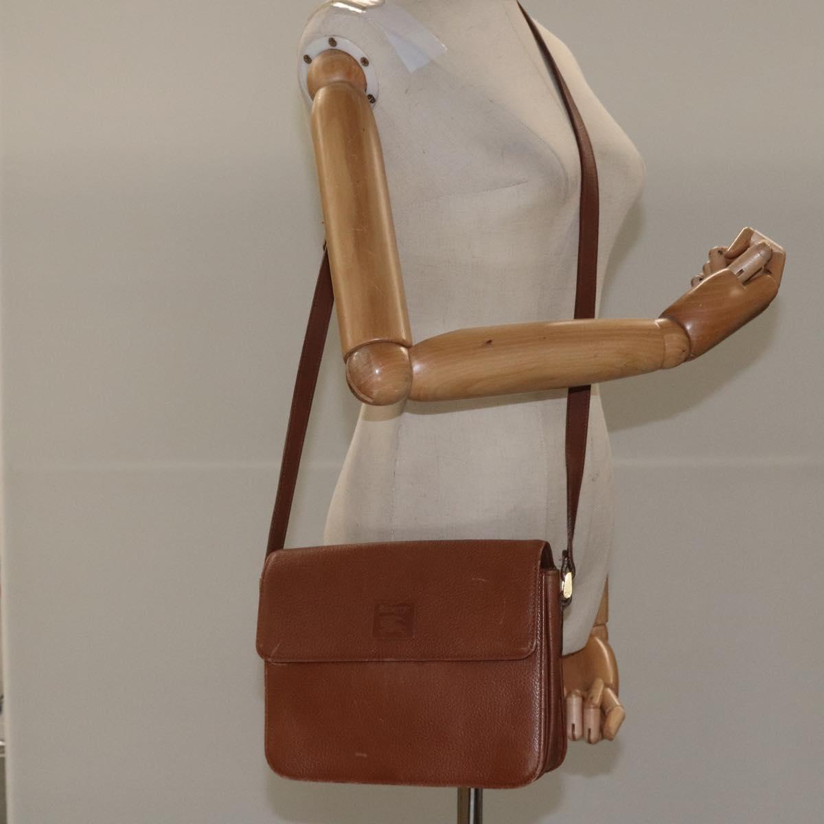 Burberrys Shoulder Bag Leather Brown gold Auth 112186