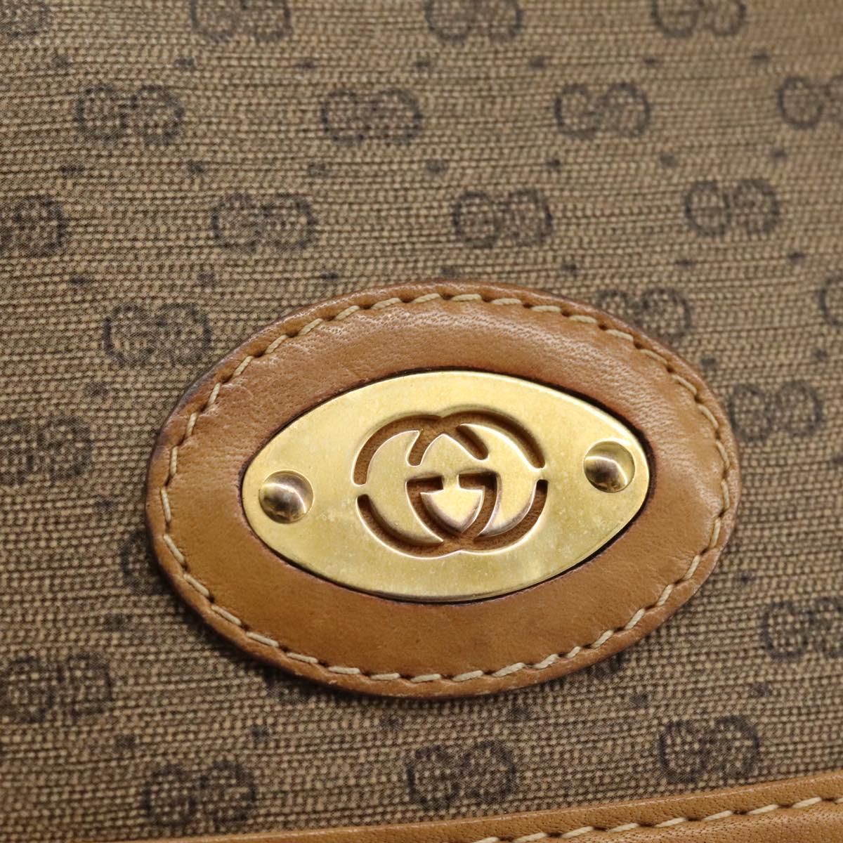 GUCCI Micro GG Supreme Shoulder Bag PVC Beige Brown gold 007 92 5548 Auth 112193