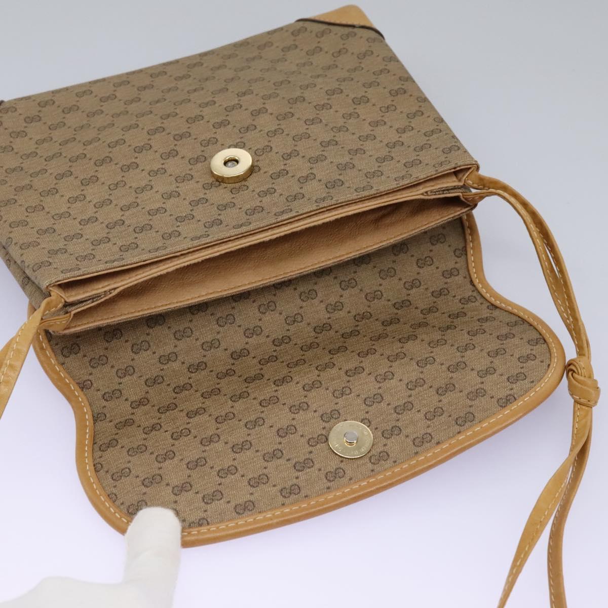 GUCCI Micro GG Supreme Shoulder Bag PVC Beige Brown gold 007 92 5548 Auth 112193