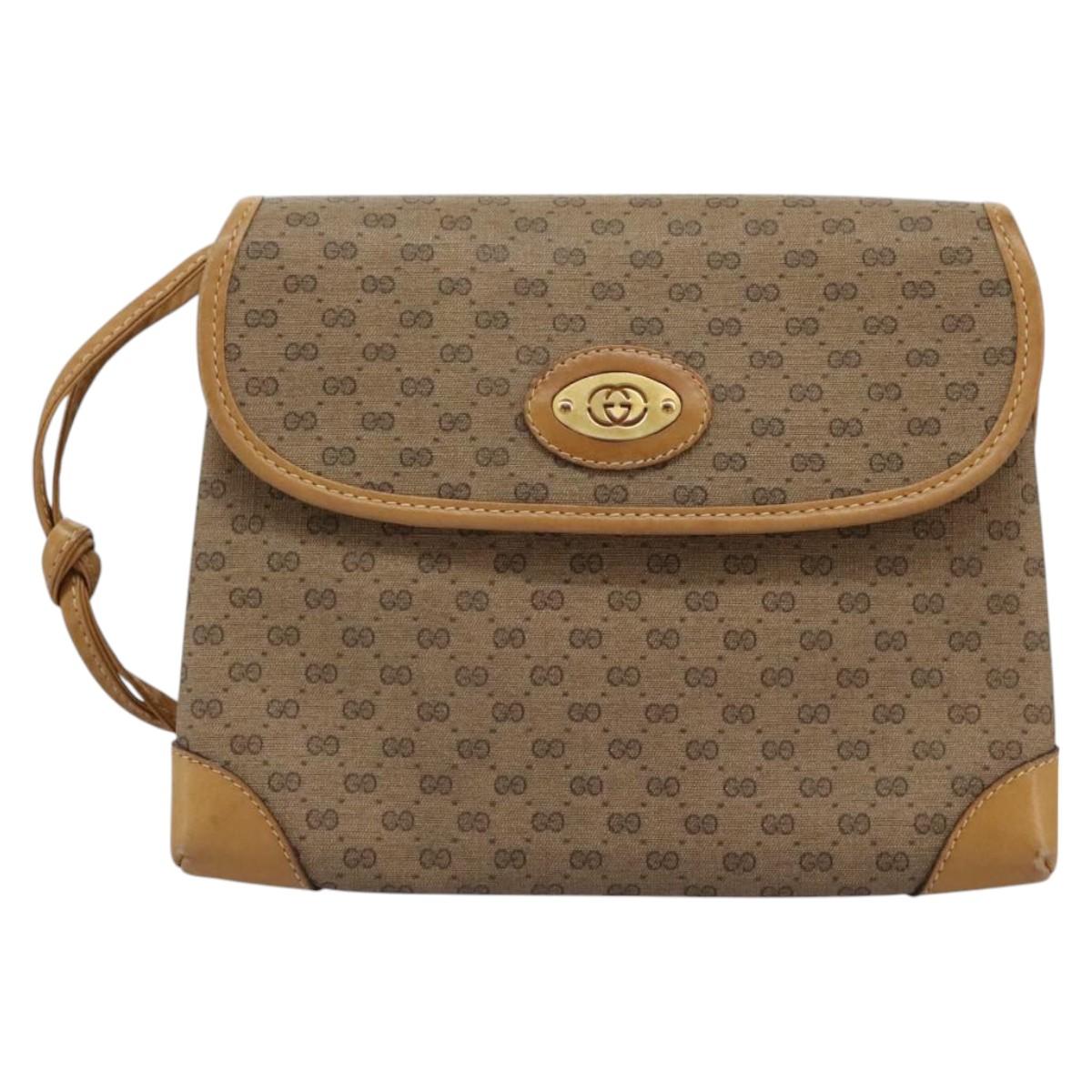 GUCCI Micro GG Supreme Shoulder Bag PVC Beige Brown gold 007 92 5548 Auth 112193