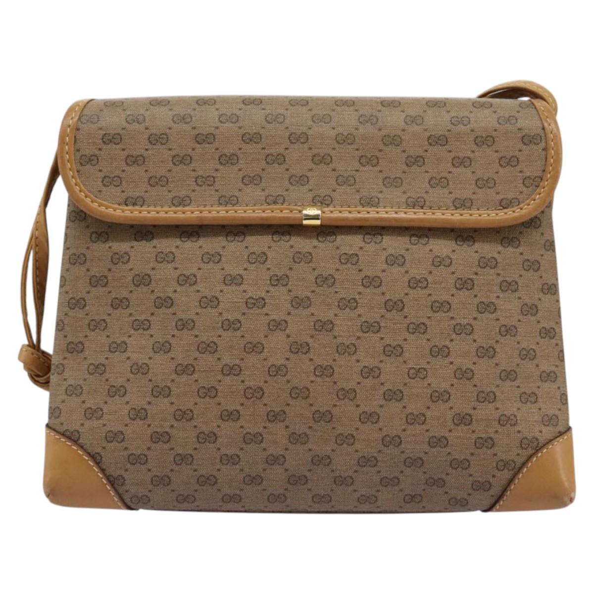 GUCCI Micro GG Supreme Shoulder Bag PVC Beige Brown gold 007 92 5548 Auth 112193