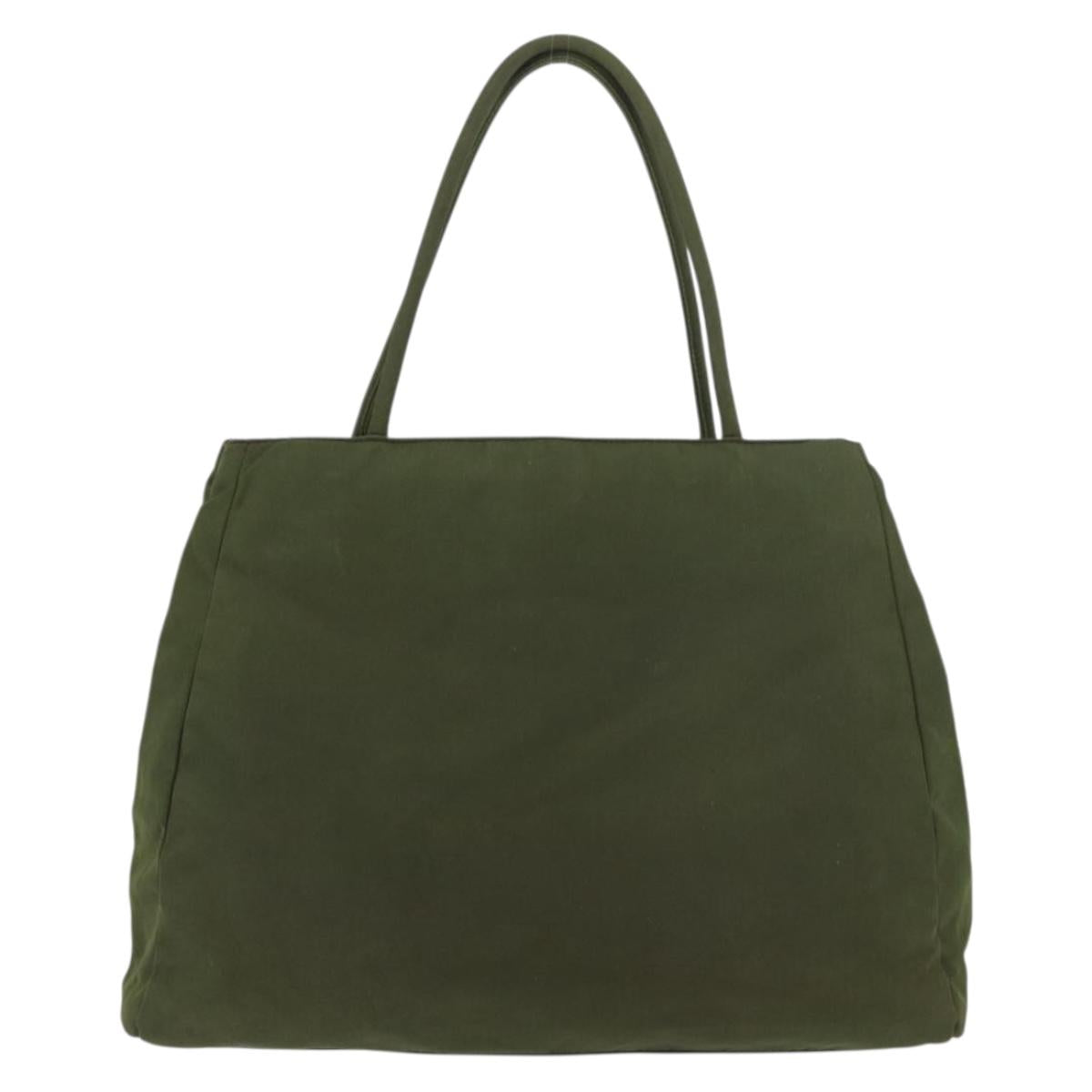 PRADA Hand Bag Nylon Khaki Silver Auth 112195