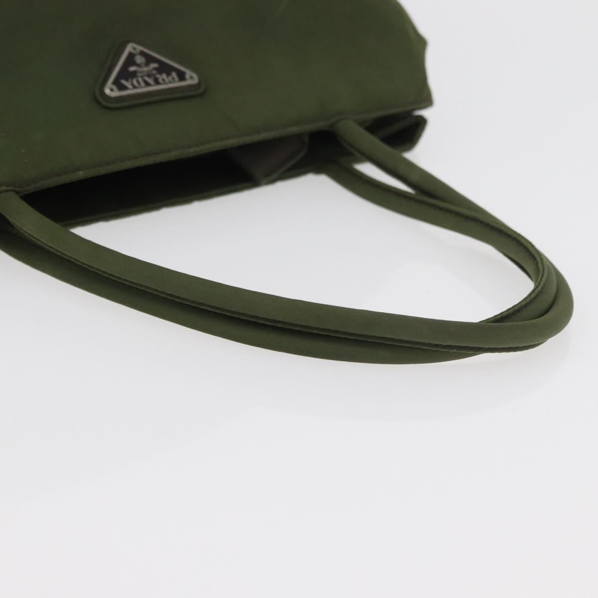PRADA Hand Bag Nylon Khaki Silver Auth 112195