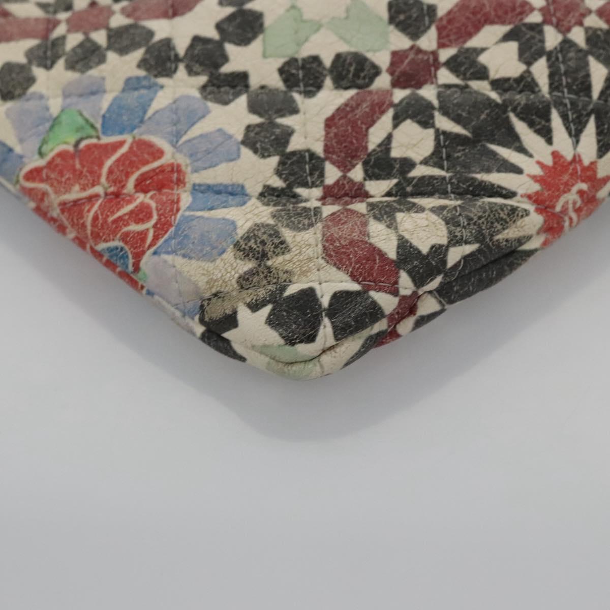 CHANEL Matelasse Clutch Bag Lamb Skin Multicolor CC Auth 112262