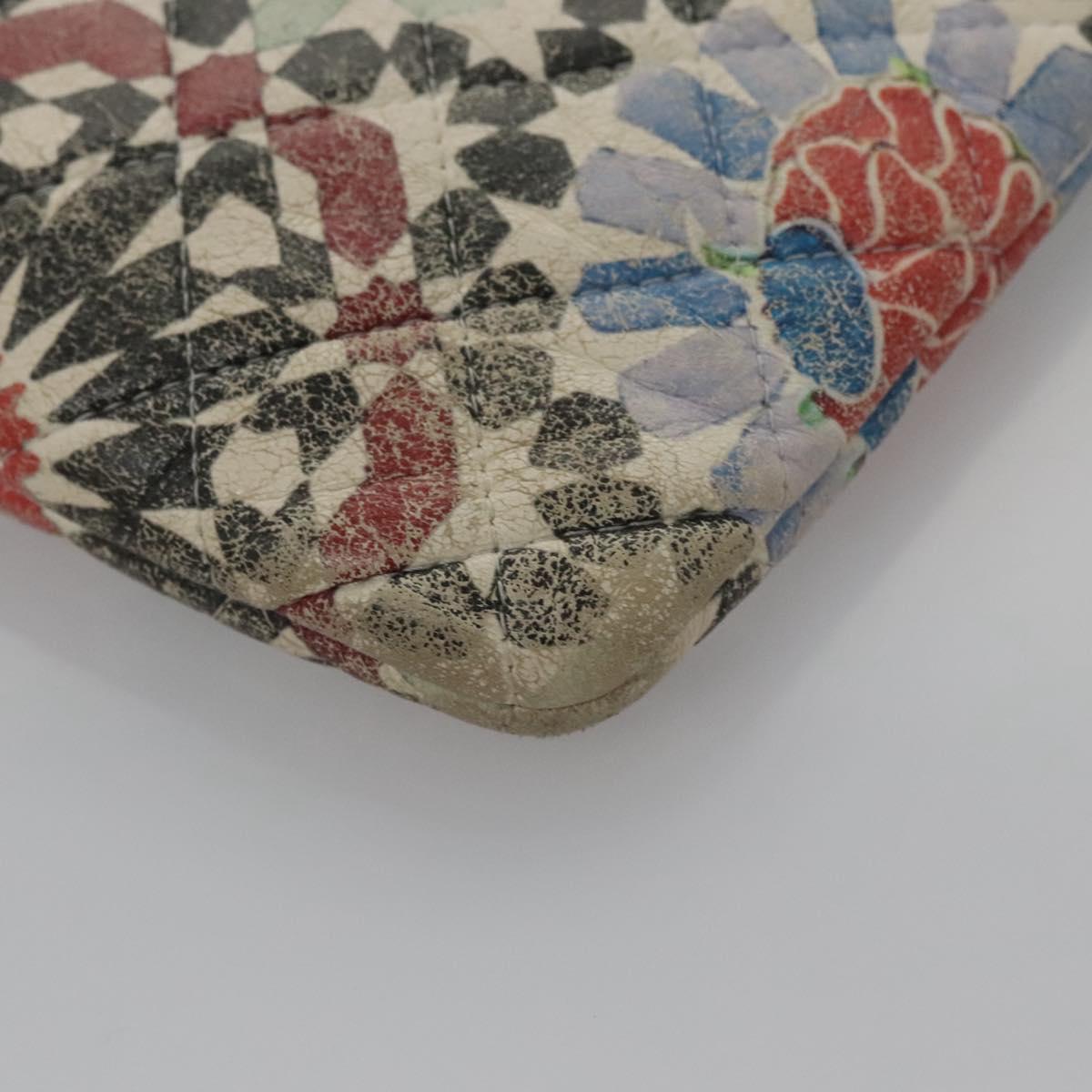 CHANEL Matelasse Clutch Bag Lamb Skin Multicolor CC Auth 112262