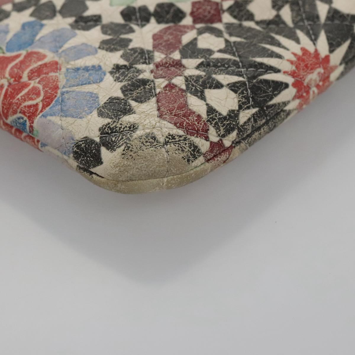 CHANEL Matelasse Clutch Bag Lamb Skin Multicolor CC Auth 112262