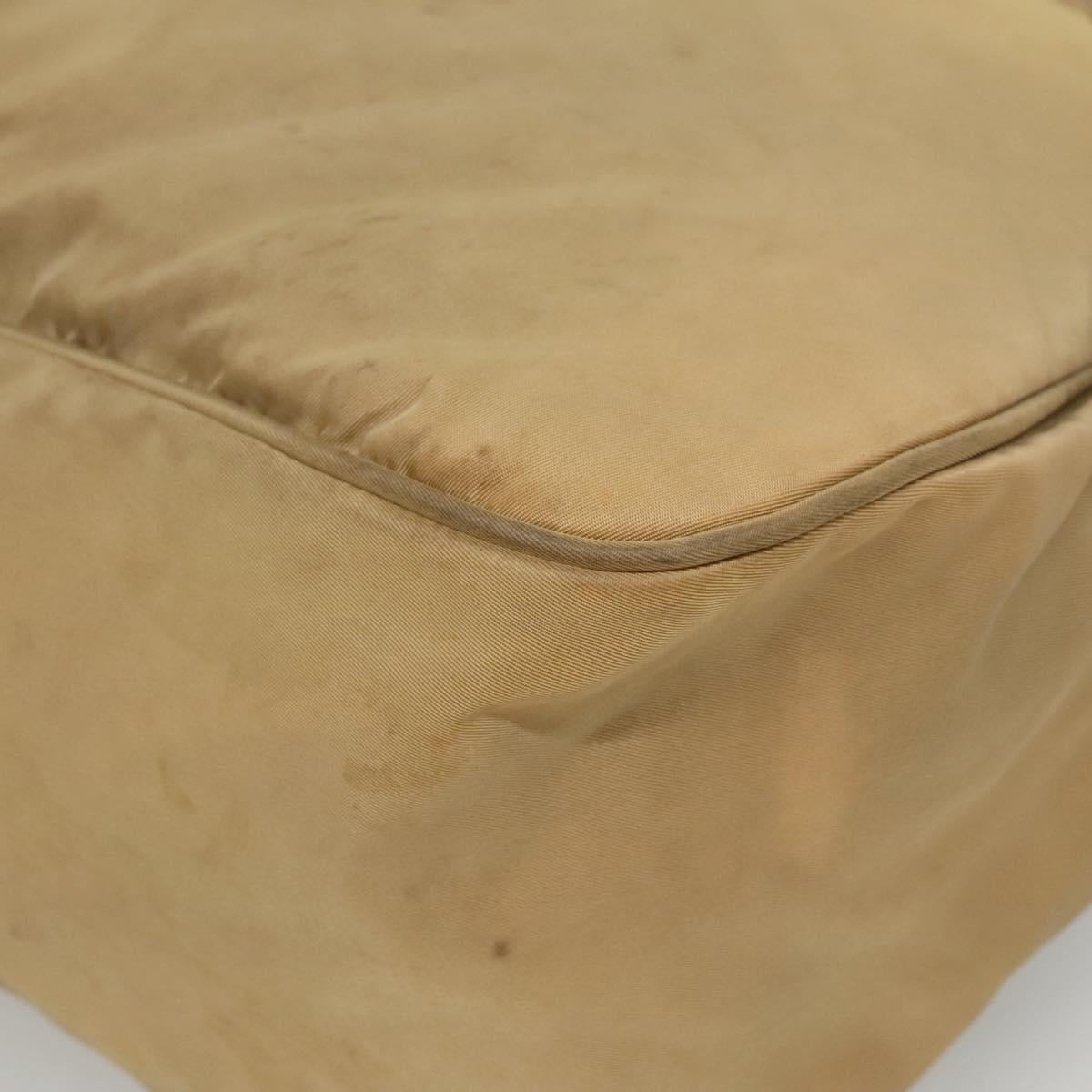 PRADA Shoulder Bag Nylon Beige Brown Silver Auth 112279