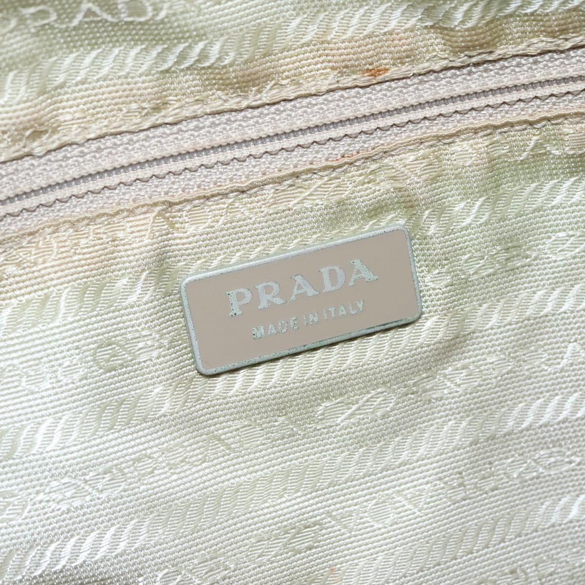 PRADA Shoulder Bag Nylon Beige Brown Silver Auth 112279