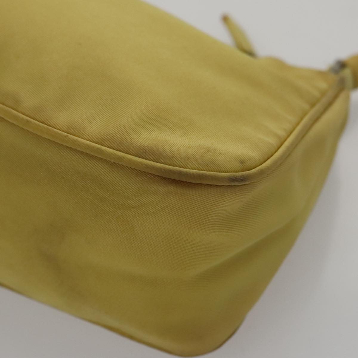 PRADA Accessory Pouch Nylon Yellow Silver Auth 112287