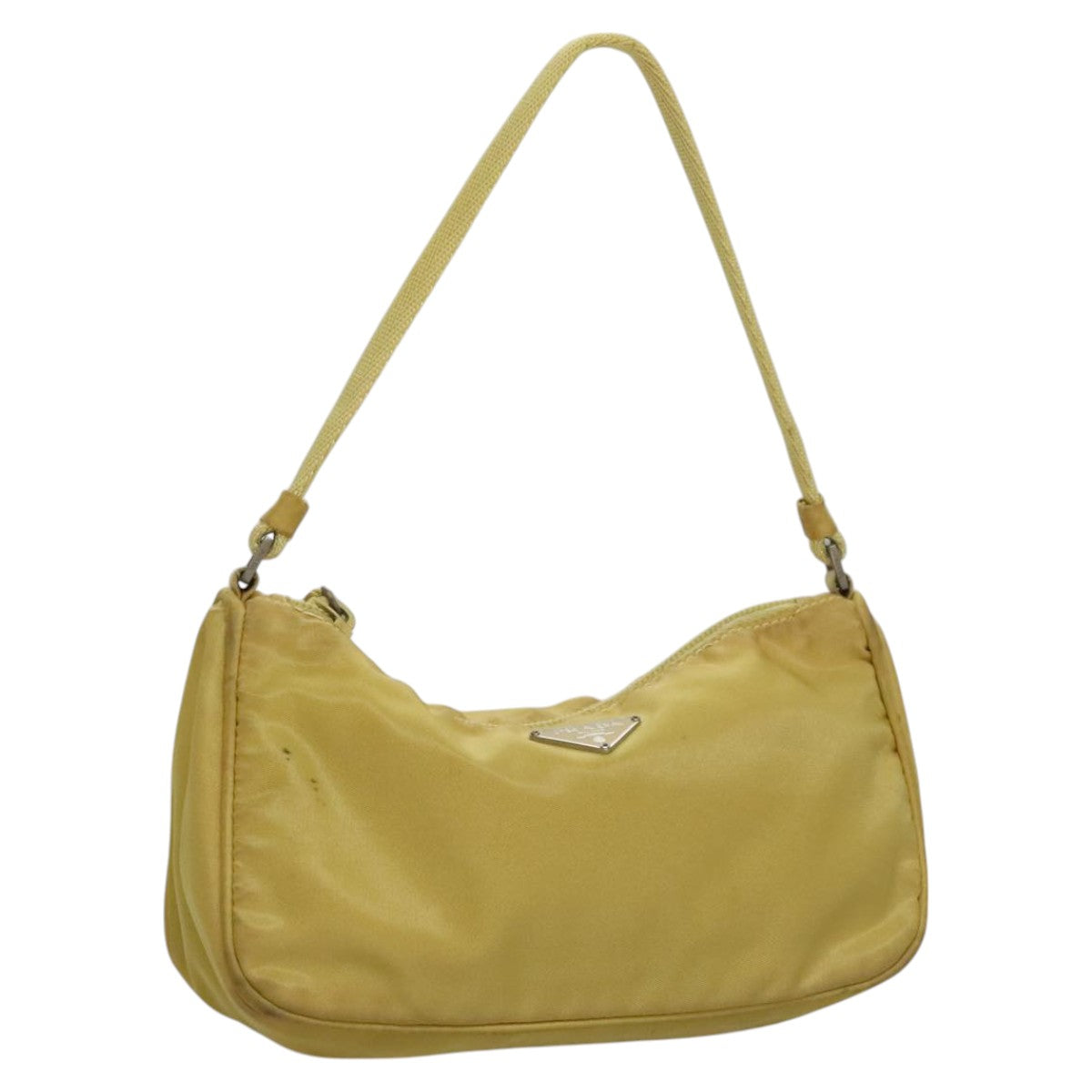 PRADA Accessory Pouch Nylon Yellow Silver Auth 112287