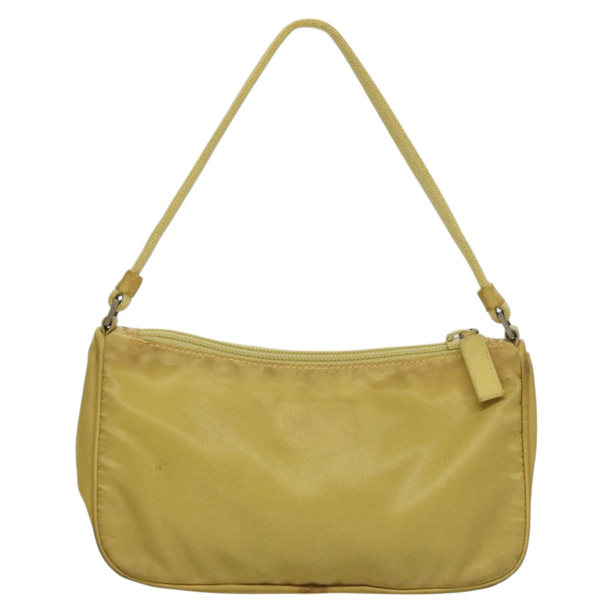 PRADA Accessory Pouch Nylon Yellow Silver Auth 112287