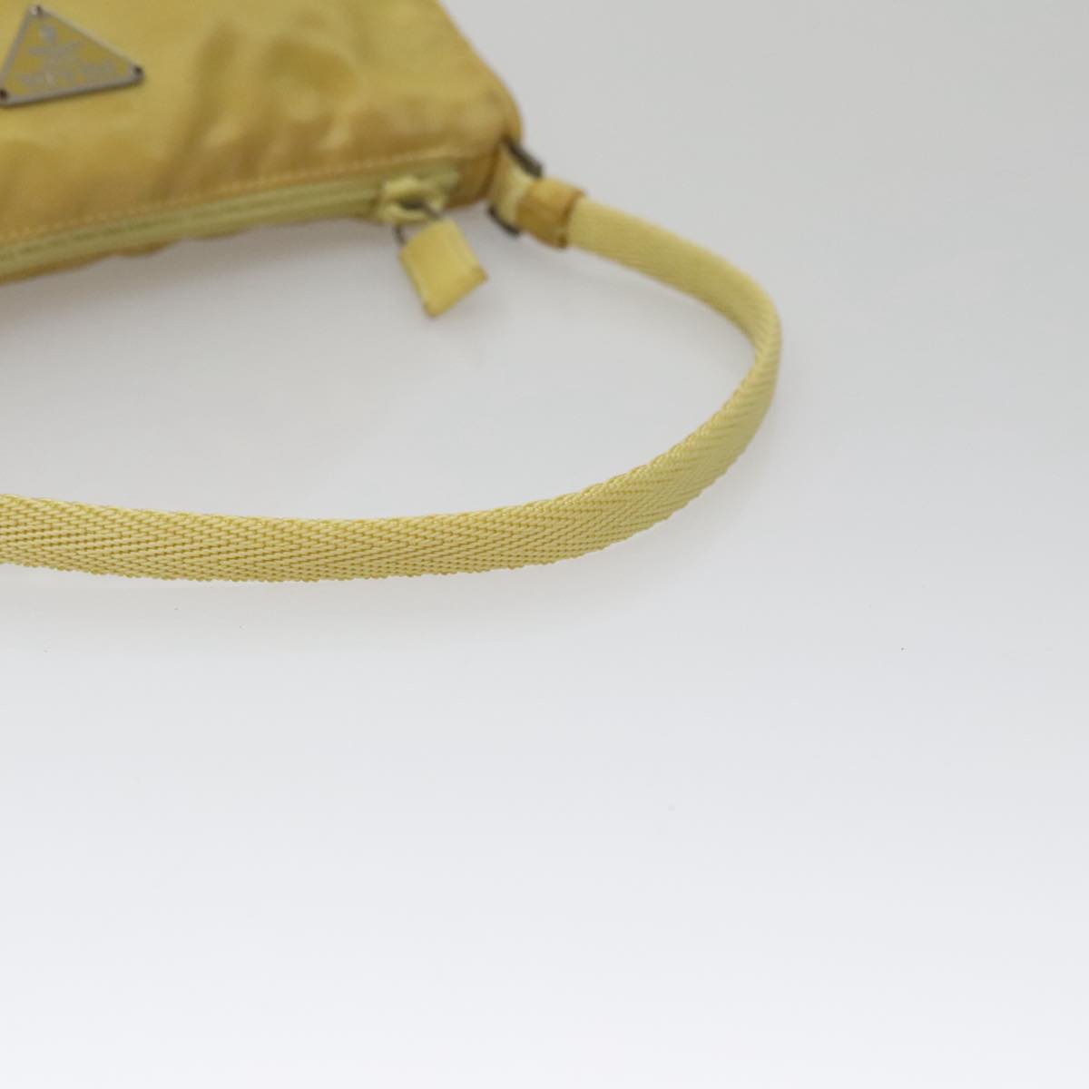 PRADA Accessory Pouch Nylon Yellow Silver Auth 112287