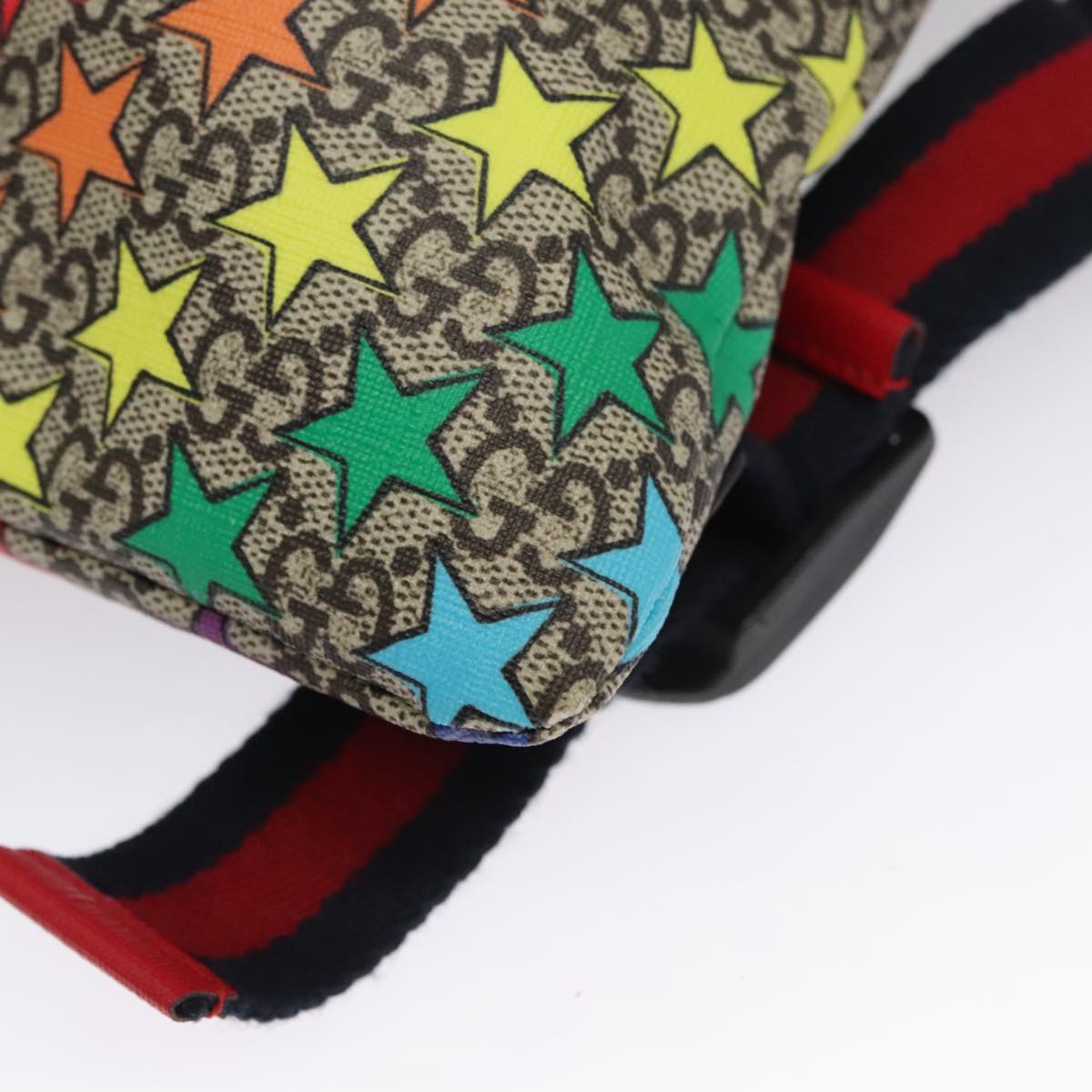 GUCCI GG Supreme Sherry Line Backpack PVC Beige Rainbow 550775 Auth 112335V
