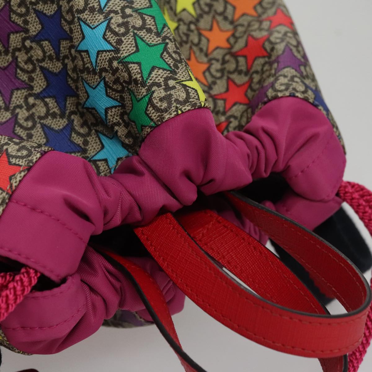 GUCCI GG Supreme Sherry Line Backpack PVC Beige Rainbow 550775 Auth 112335V