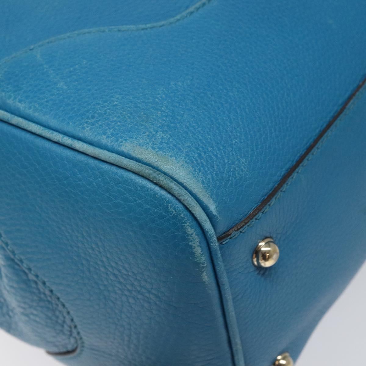 GUCCI Bamboo Hand Bag Leather Blue Gold 282317 Auth 112381