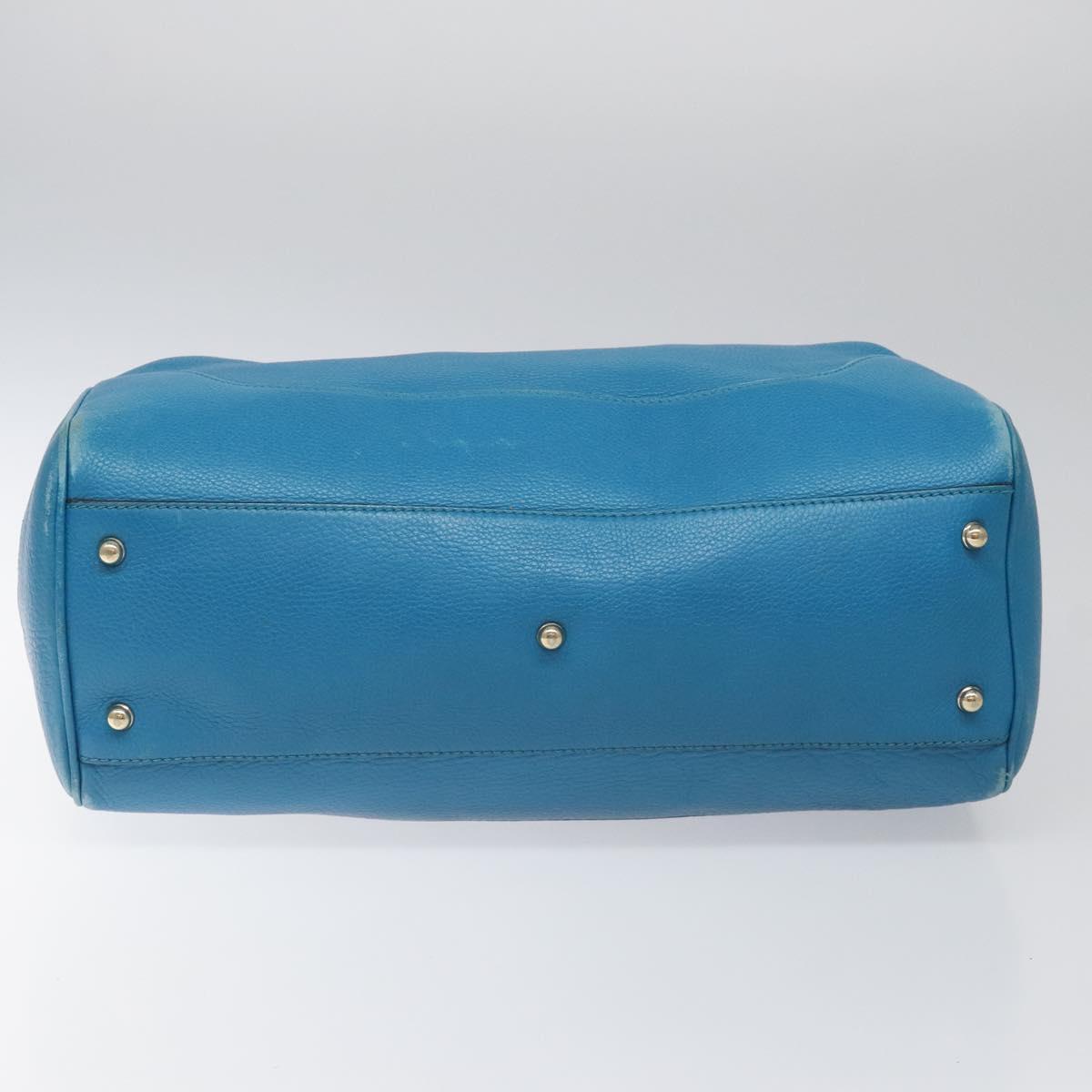 GUCCI Bamboo Hand Bag Leather Blue Gold 282317 Auth 112381