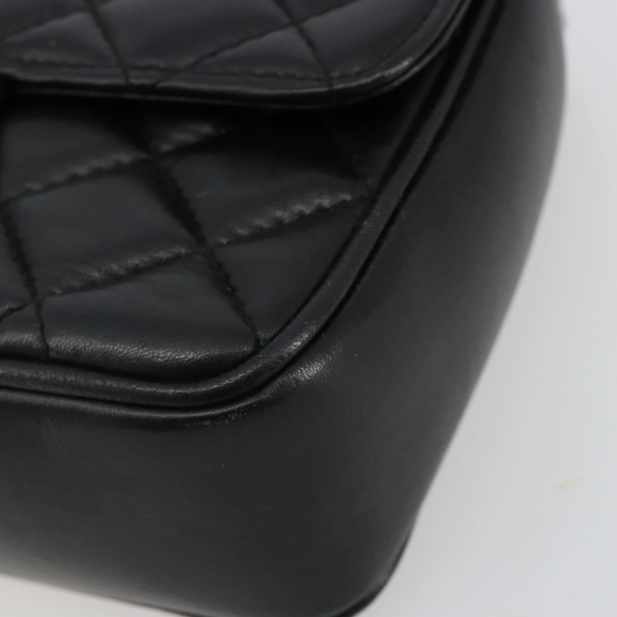 GIVENCHY Chain Shoulder Bag Leather Black Gold Auth 112382