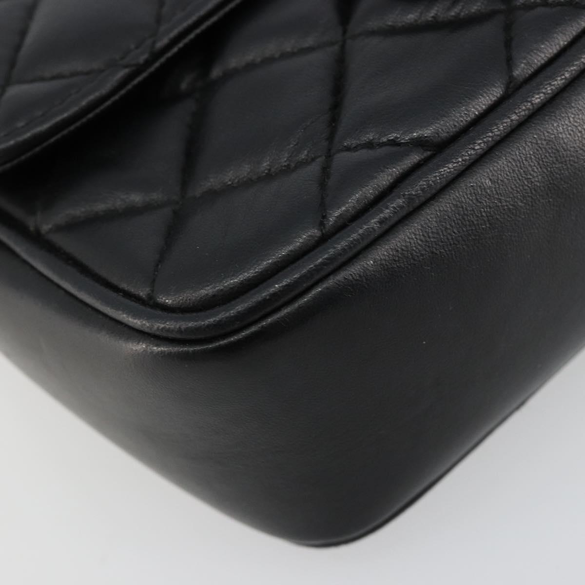 GIVENCHY Chain Shoulder Bag Leather Black Gold Auth 112382