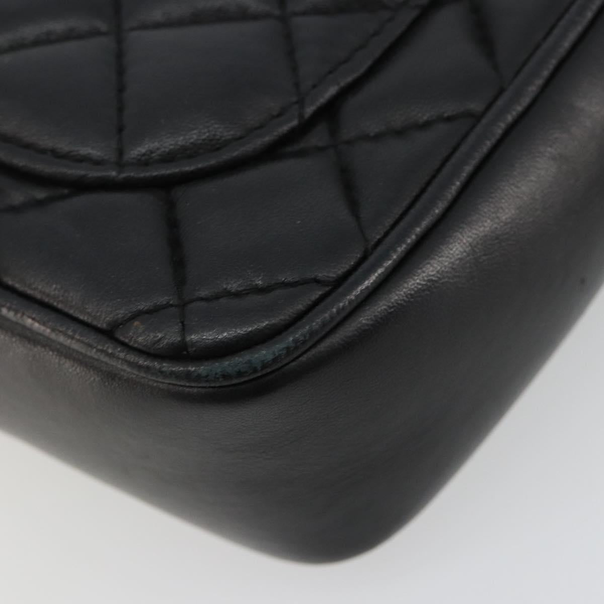 GIVENCHY Chain Shoulder Bag Leather Black Gold Auth 112382